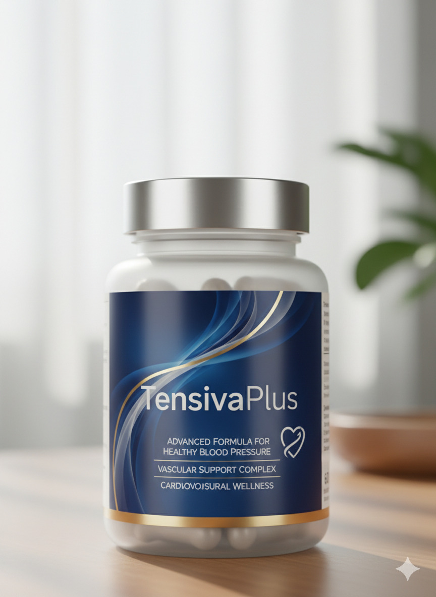 TensivaPlus food supplement bottle on a neutral surface
